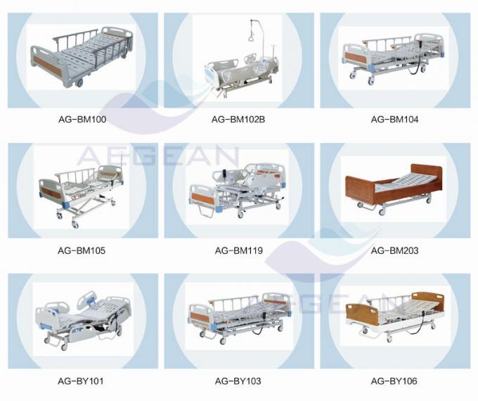 Camas de hospital giratorias eléctricas usadas atención sanitaria mayor respirable de los bedboards de la malla de las barandillas de la Al-aleación AG-BM501
